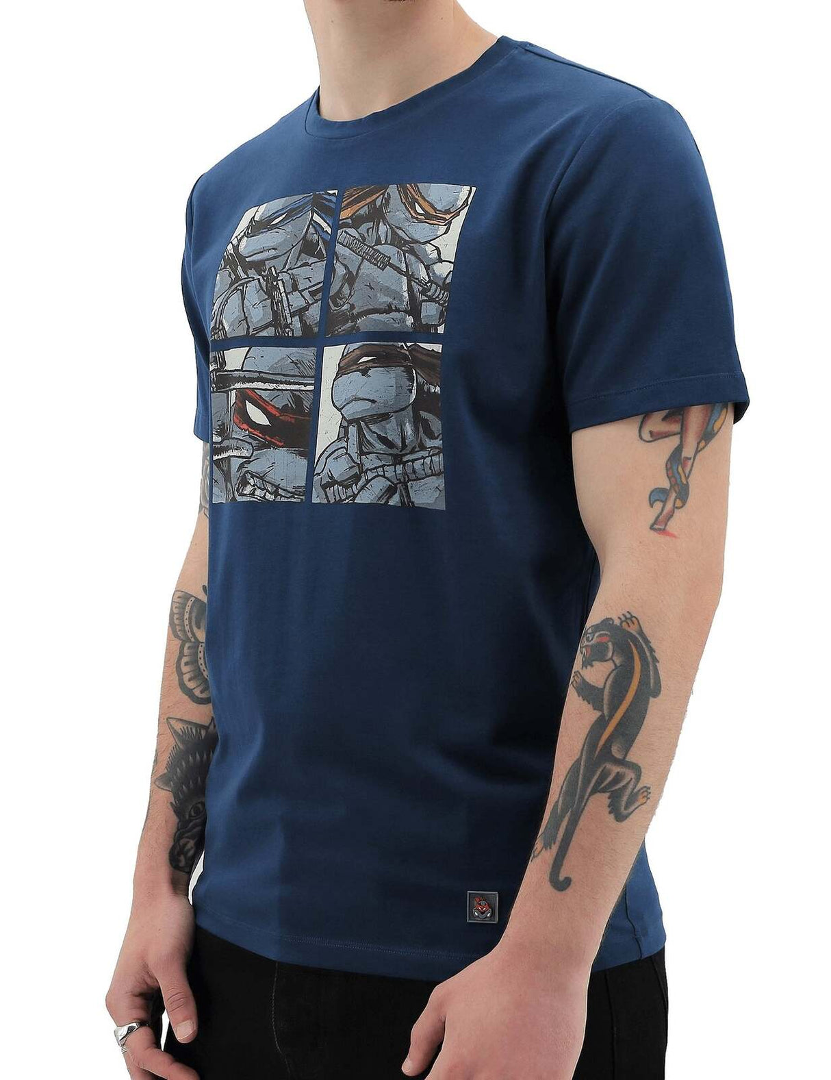 Teenage Mutant Ninja Turtles Mens T Shirt Tee Top Cowbunga - Navy