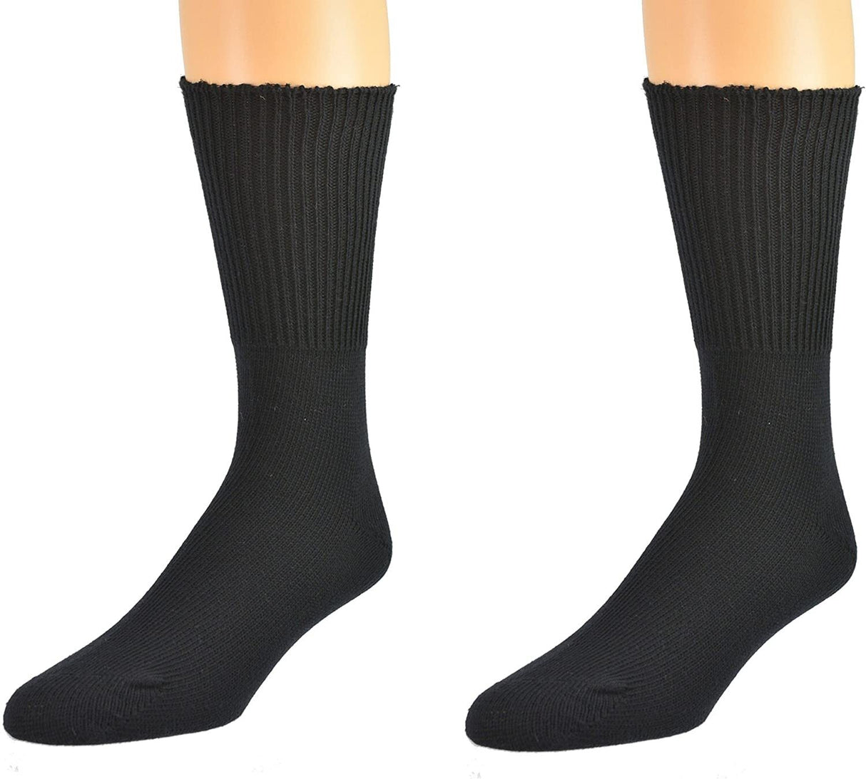 1 Pair DIABETIC BAMBOO Socks Work Socks Medical Loose Top Crew Cushion BLACK