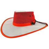 Jacaru Hi Vis Safety Hat Fluro Canvas Vented Summer Wide Brim - White/Orange