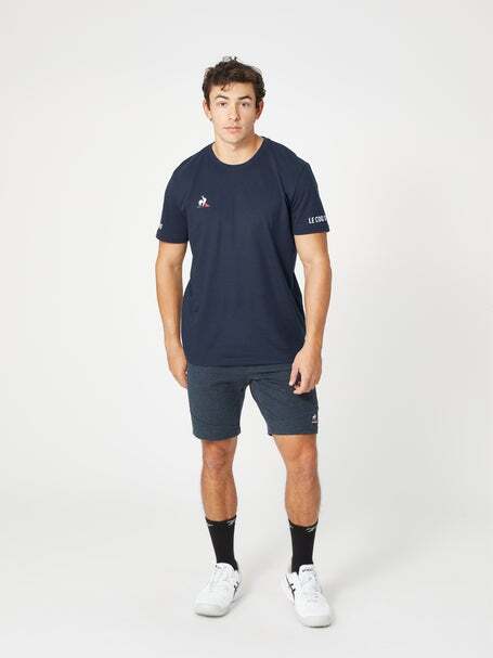 Le Coq Sportif Mens Tennis Padel Sports T Shirt Top Tee Short Sleeve - Navy Blue