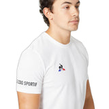 Le Coq Sportif Mens Tennis Padel Sports T Shirt Top Tee Short Sleeve  - White