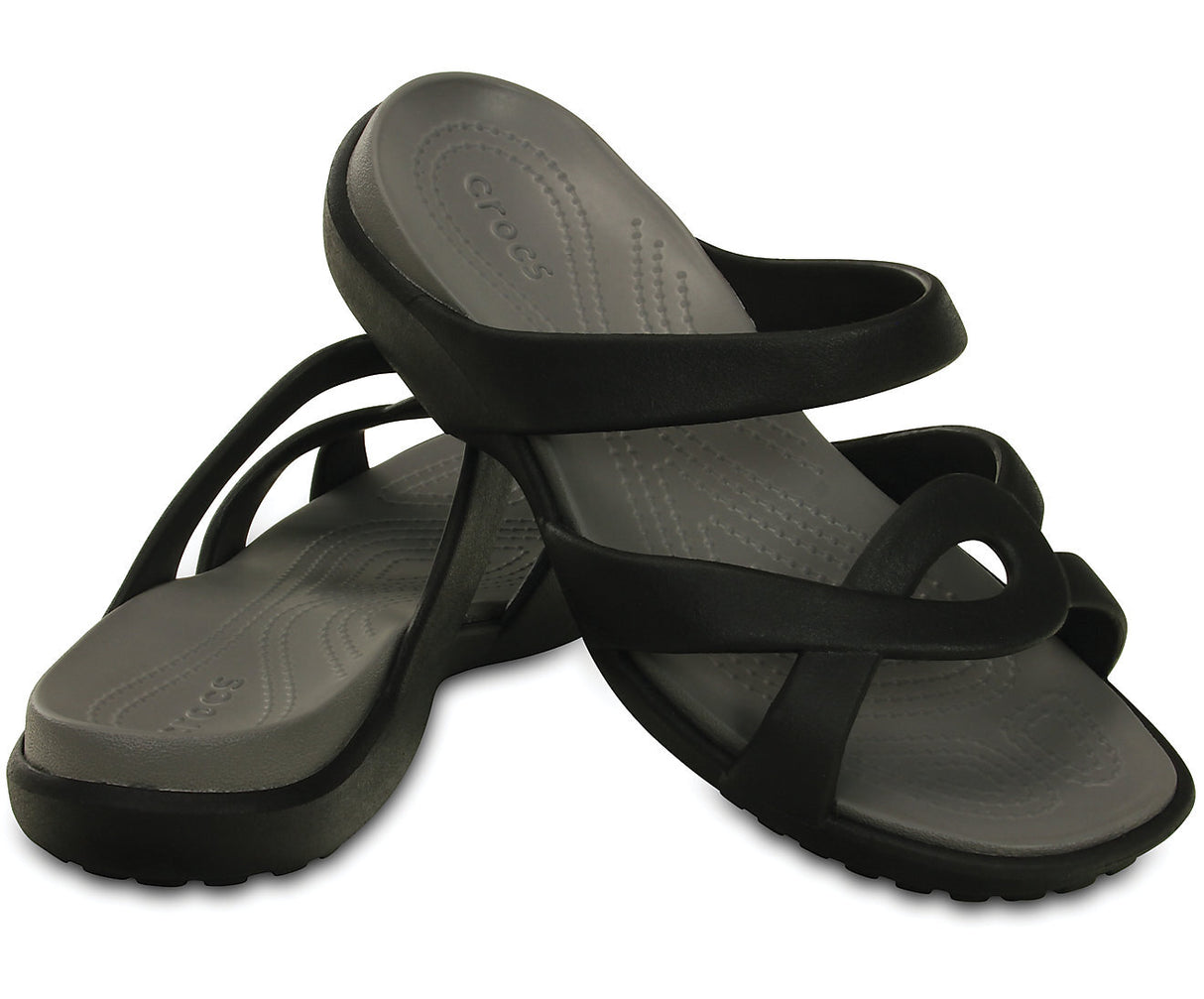 Crocs Womens Meleen Twist Sandals Flip Flops Thongs - Black/Smoke