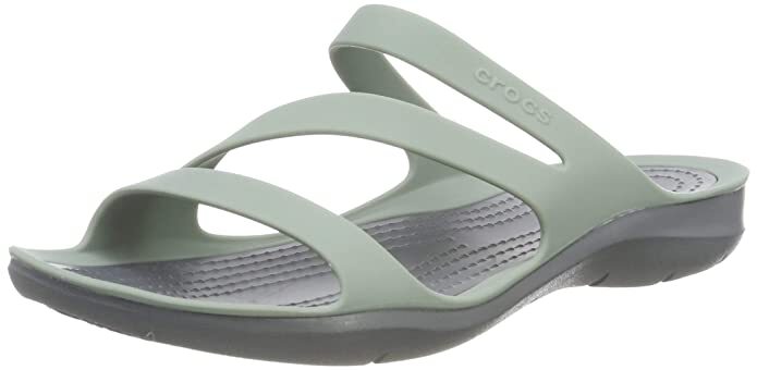 Crocs Womens Swiftwater Sandals Flip Flops Thongs Summer - Dusty Green/Charcoal