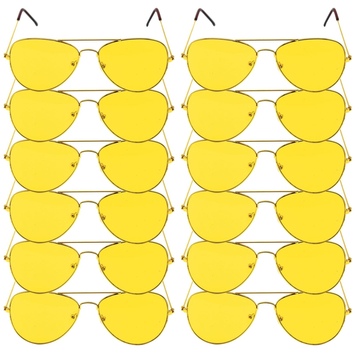 12x Yellow Aviator Party Glasses – Fun Novelty Accessory Australia Day Green Gold Bulk