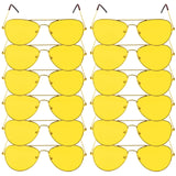 12x Yellow Aviator Party Glasses – Fun Novelty Accessory Australia Day Green Gold Bulk