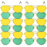 12x Green and Yellow Gold Aviator Party Glasses – Fun Novelty Set Australia Day