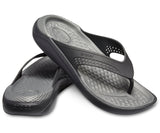 Crocs Mens LiteRide Flip Flops Thongs - Black/Slate Grey