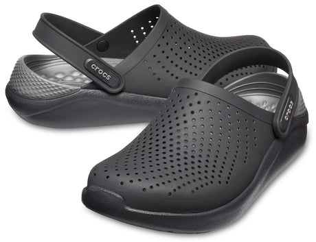 Crocs Mens LiteRide Clogs Sandals Shoes Summer Thongs Flip Flops - Black/Slate Grey