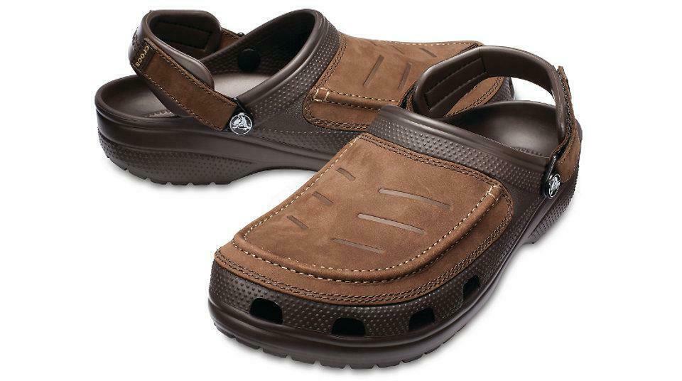 Crocs Mens Yukon Vista Clog Slides Classic w Leather Sandals - Espresso