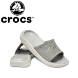 Crocs Unisex LiteRide Slide Thongs Flip Flops Sandals - Smoke/Pearl White