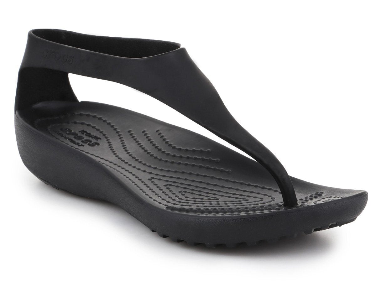 Crocs Womens Serena Flip Flop Thongs Summer Beach Shoes Sandals - Black/Black