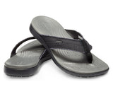 Crocs Mens Santa Cruz Canvas Flip Flops Thongs Comfortable - Black/Slate Grey