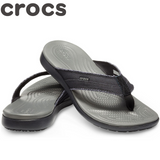 Crocs Mens Santa Cruz Canvas Flip Flops Thongs Comfortable - Black/Slate Grey