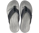 Crocs Mens Santa Cruz Canvas Flip Flops Thongs Comfortable - Black/Slate Grey