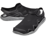 Crocs Mens Swiftwater Mesh Wave Clogs Sandals Slides River Waterproof - Black/Slate Grey