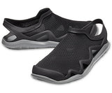 Crocs Mens Swiftwater Mesh Wave Clogs Sandals Slides River Waterproof - Black/Slate Grey