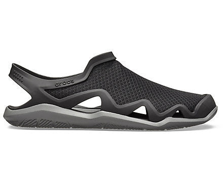 Crocs Mens Swiftwater Mesh Wave Clogs Sandals Slides River Waterproof - Black/Slate Grey