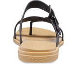 Crocs Tulum Toe Post Womens Sandals Thongs Flip Flops Flats Summer - Black/Tan