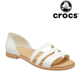 Crocs Womens Tulum Open Flat Ladies Shoes - Oyster/Tan