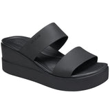 Crocs Brooklyn Mid Wedge Womens Shoes Wedges Heel Sandals LiteRide Black/Black