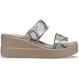 Crocs Womens Brooklyn Mid Wedge Ladies Sandals - Multi/Stucco