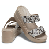 Crocs Womens Brooklyn Mid Wedge Ladies Sandals - Multi/Stucco