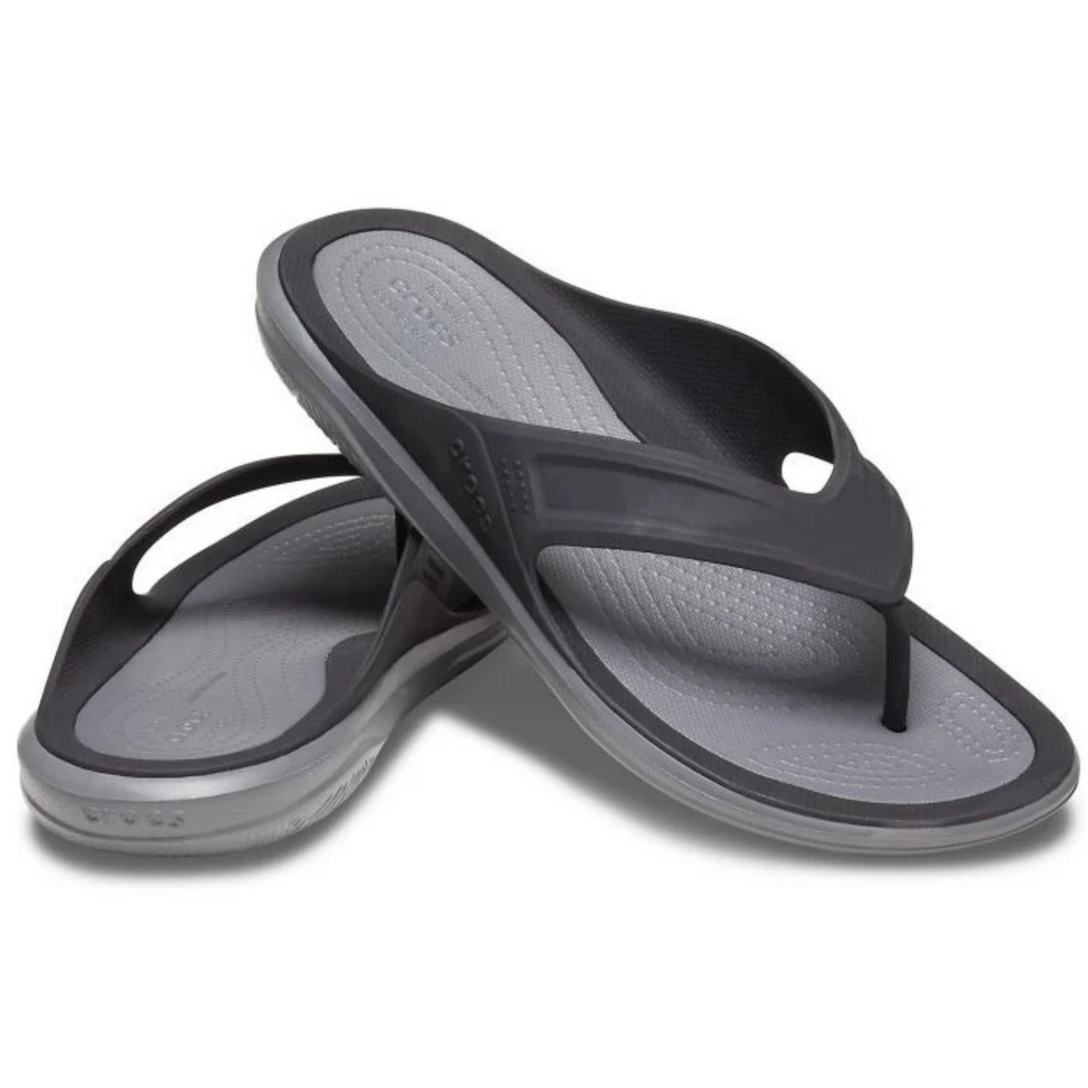 Crocs Mens Swiftwater Wave Flip Flops Thongs - Black/Slate Grey