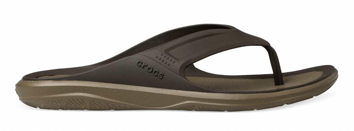 Crocs Mens Swiftwater Wave Flip Flops Ultralightweight Thongs - Espresso/Walnut