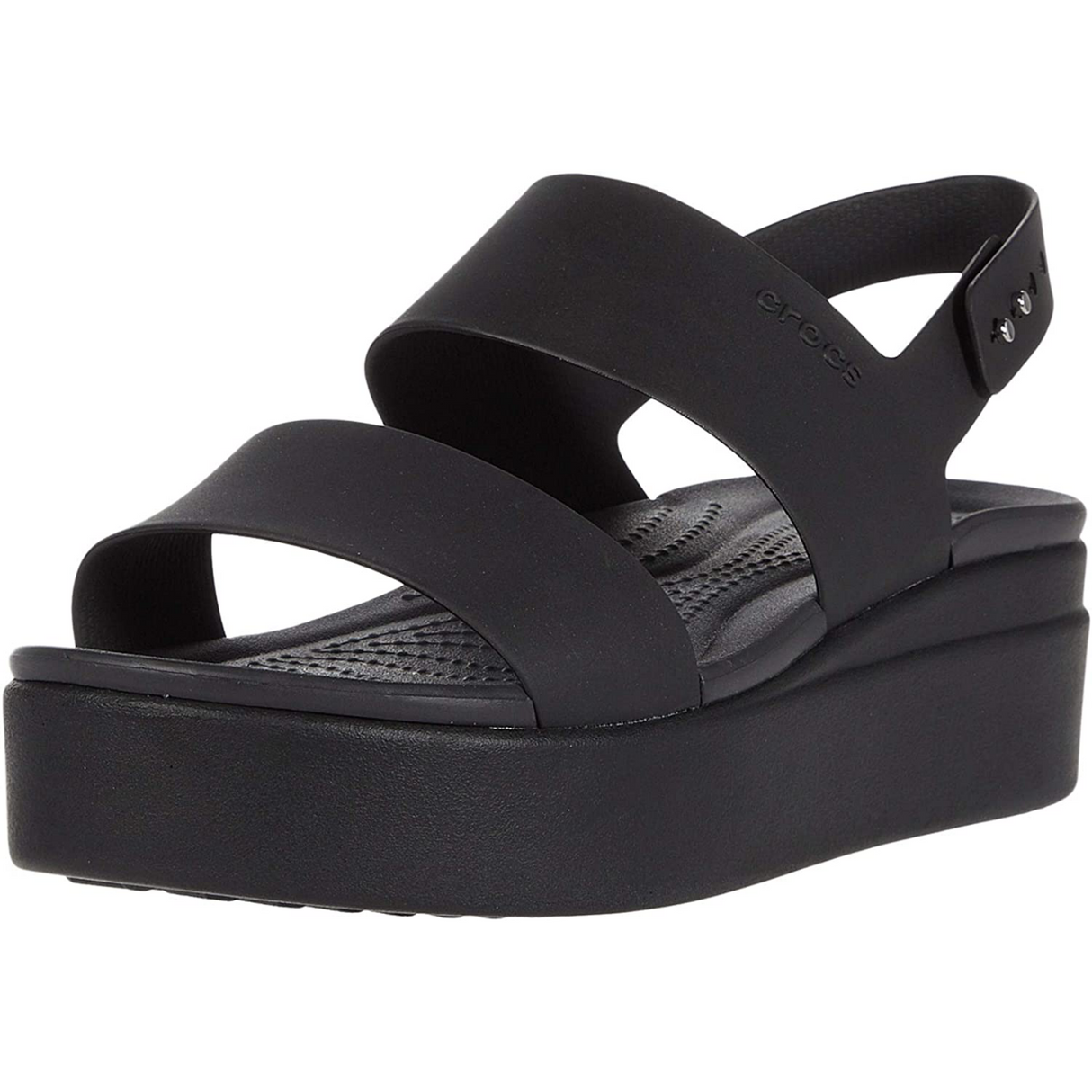 Crocs Womens Brooklyn Low Wedge Ladies Shoes - Black/Black