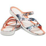 Crocs Swiftwater Thongs Flip Flops Tie Dye Mania Womens Sandal - Grapefruit