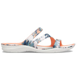 Crocs Swiftwater Thongs Flip Flops Tie Dye Mania Womens Sandal - Grapefruit