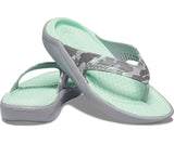 Crocs Adult LiteRide Printed Camo Flip Flops Thongs Slip On Slides - Mint/Light Grey