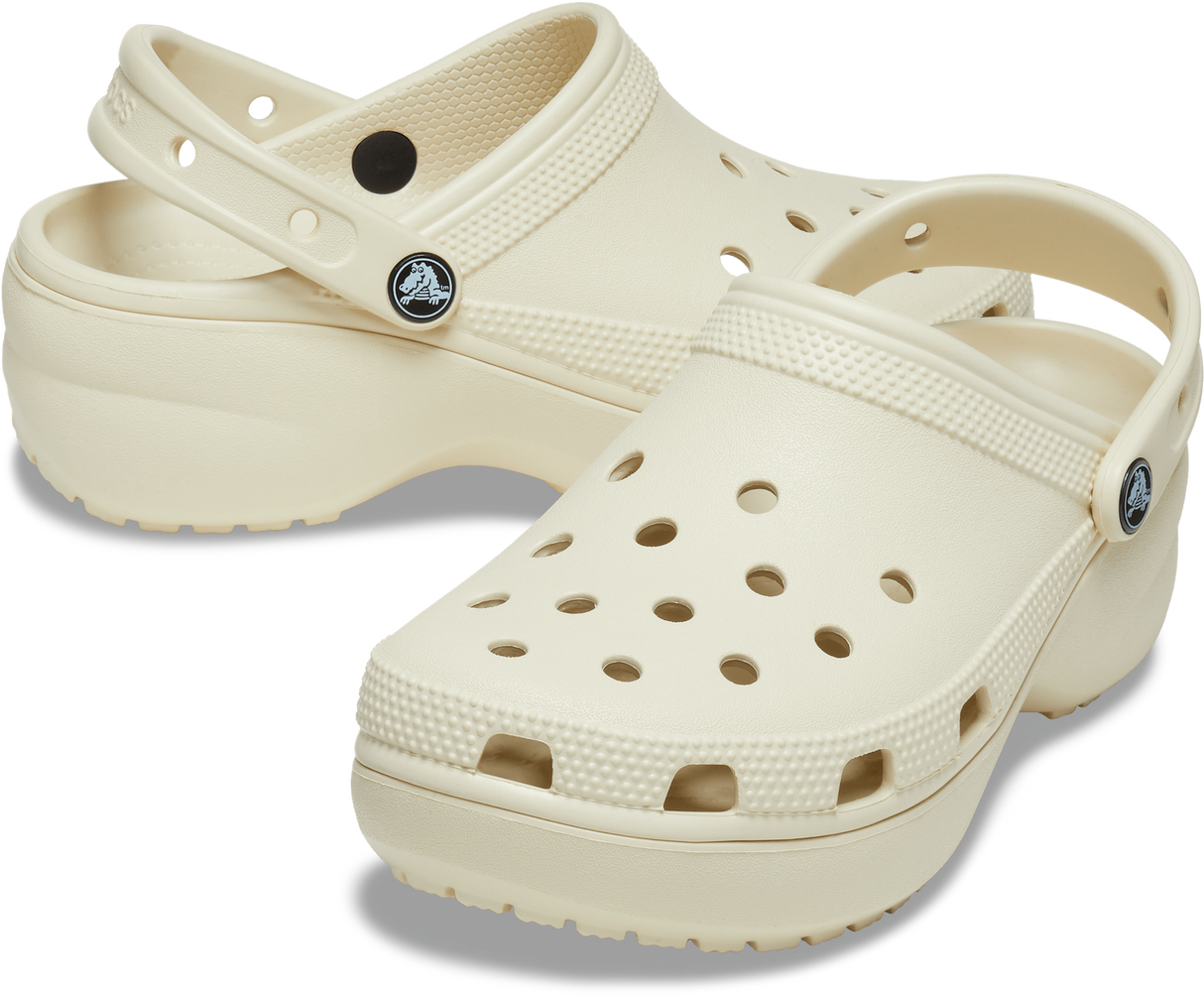 Crocs Womens Classic Platform Clog Sandals Slip On Shoes - Bone