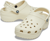 Crocs Womens Classic Platform Clog Sandals Slip On Shoes - Bone