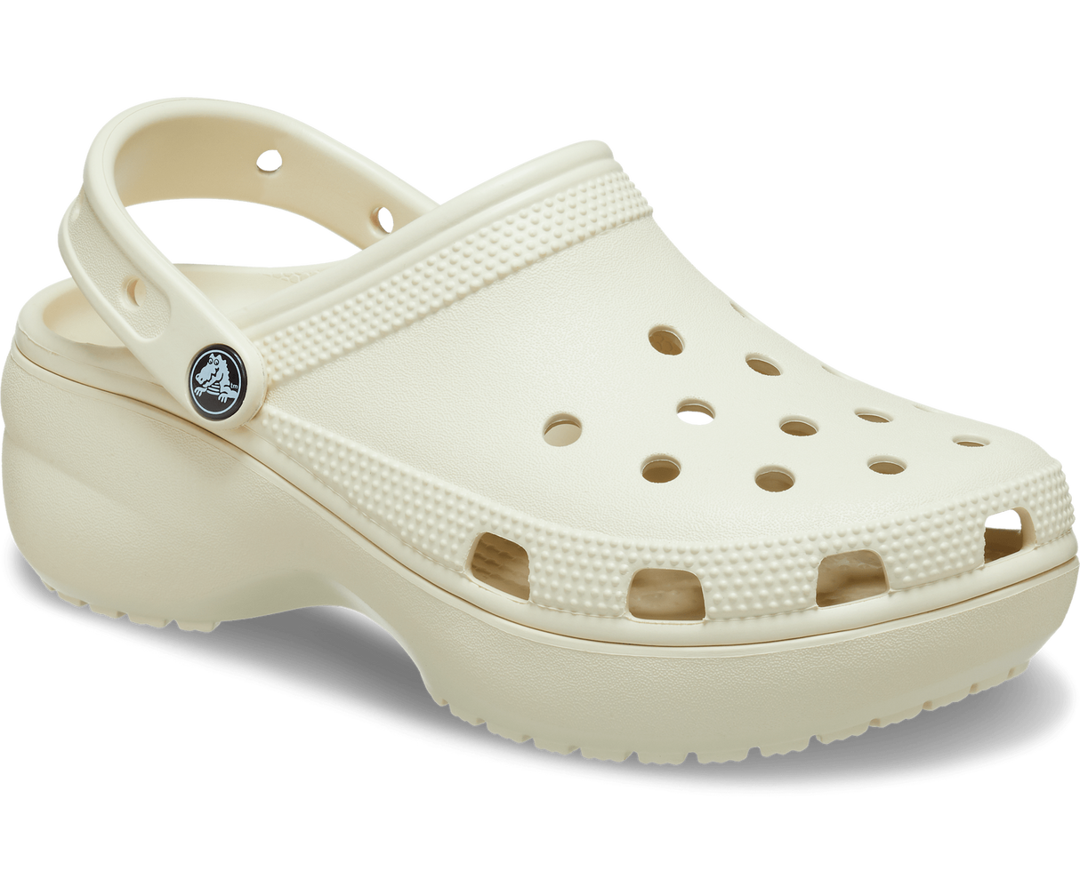 Crocs Womens Classic Platform Clog Sandals Slip On Shoes - Bone