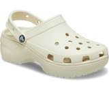 Crocs Womens Classic Platform Clog Sandals Slip On Shoes - Bone