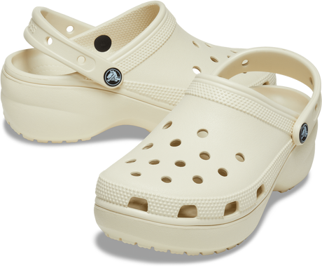 Crocs Womens Classic Platform Clog Sandals Slip On Shoes - Bone