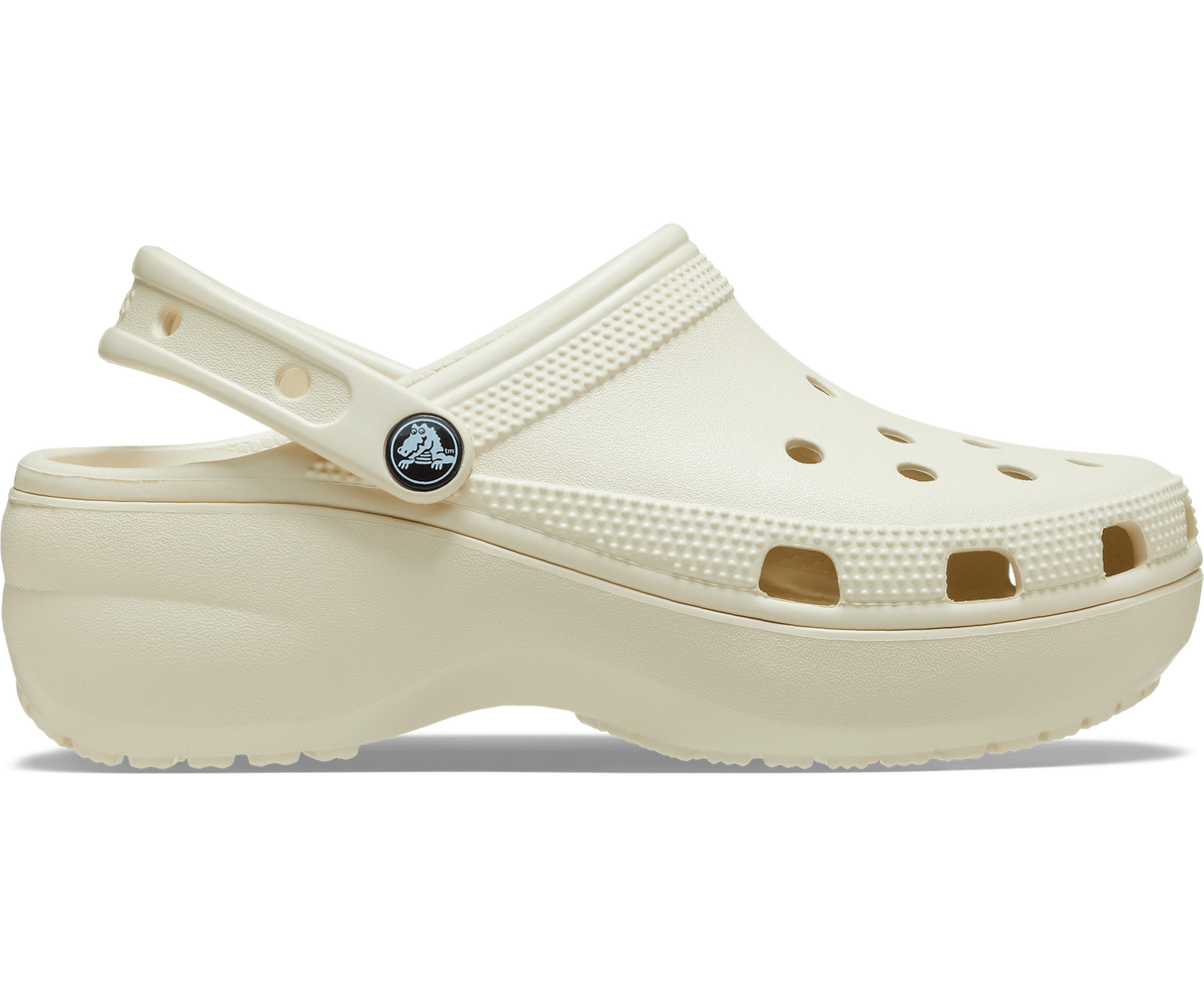 Crocs Womens Classic Platform Clog Sandals Slip On Shoes - Bone