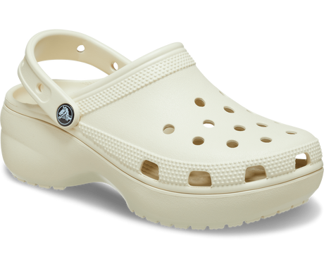 Crocs Womens Classic Platform Clog Sandals Slip On Shoes - Bone