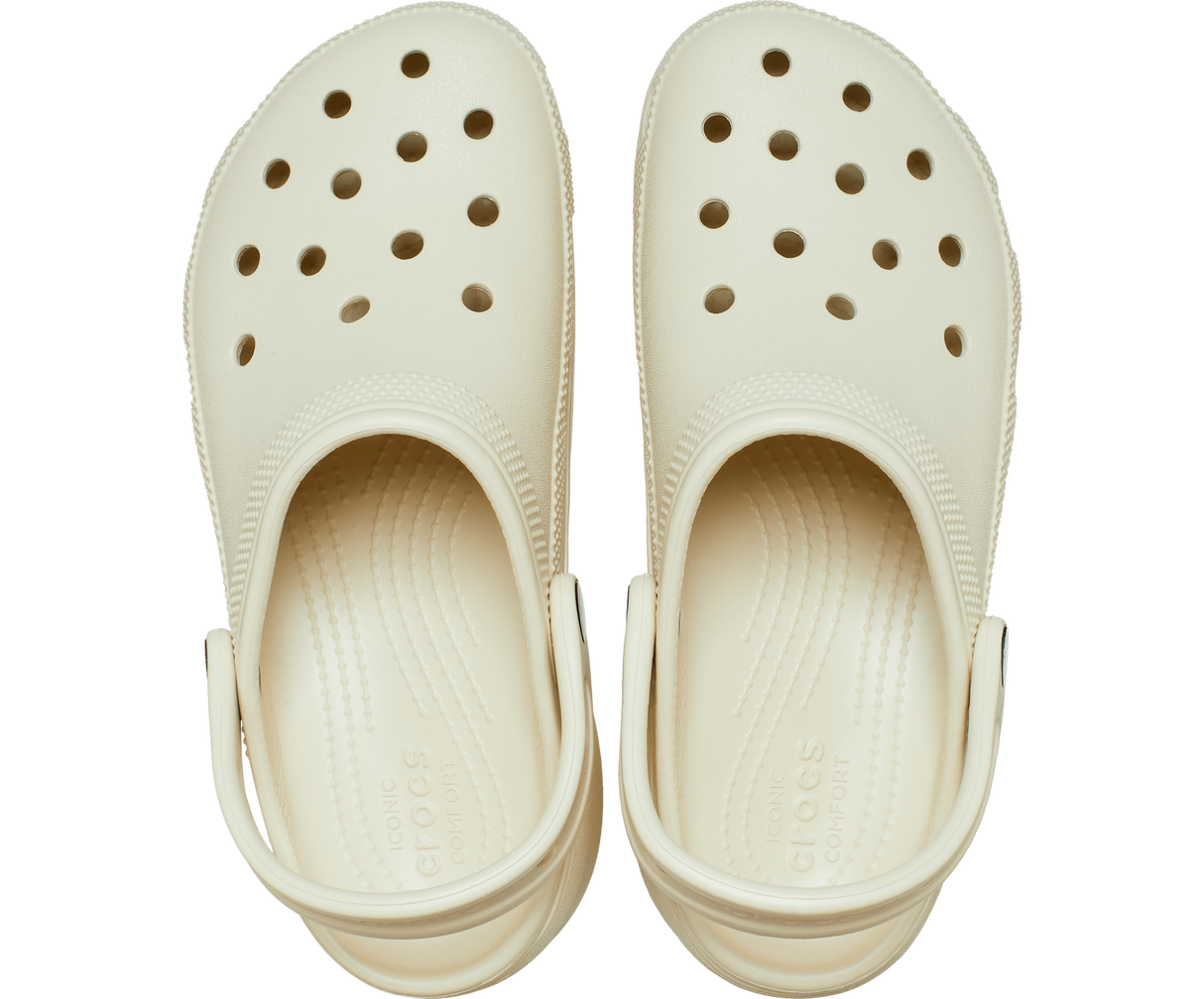 Crocs Womens Classic Platform Clog Sandals Slip On Shoes - Bone