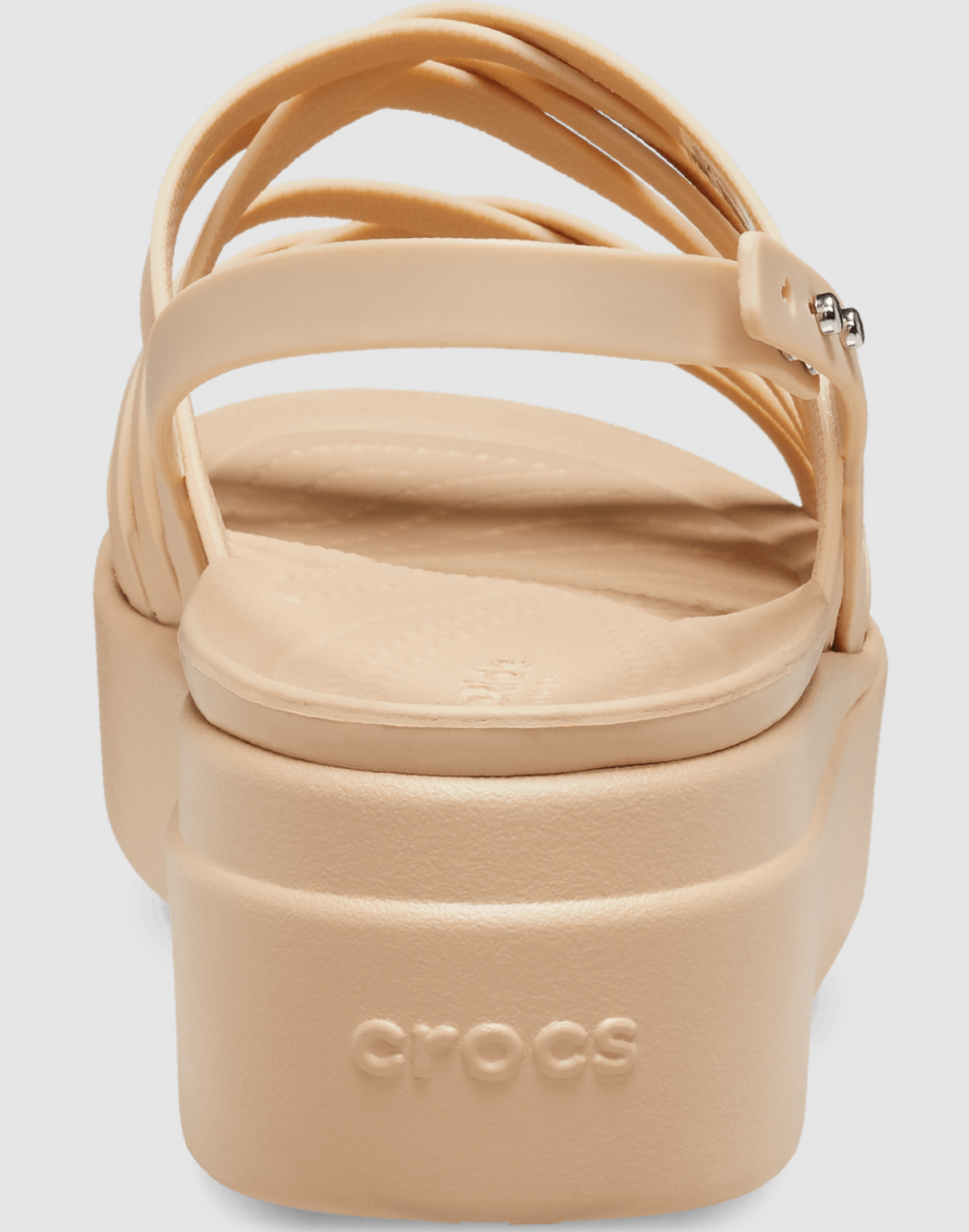 Crocs Womens Brooklyn Strappy Low Wedge Comfy Soft Lightweight Sandal - Chai