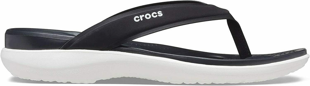 Crocs Womens Capri V Sporty Flip Flops Thongs Slip On - Black/White