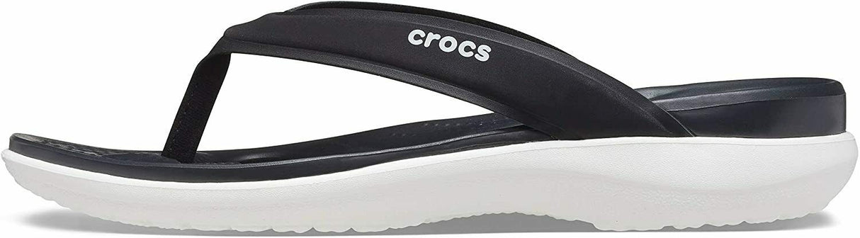 Crocs Womens Capri V Sporty Flip Flops Thongs Slip On - Black/White