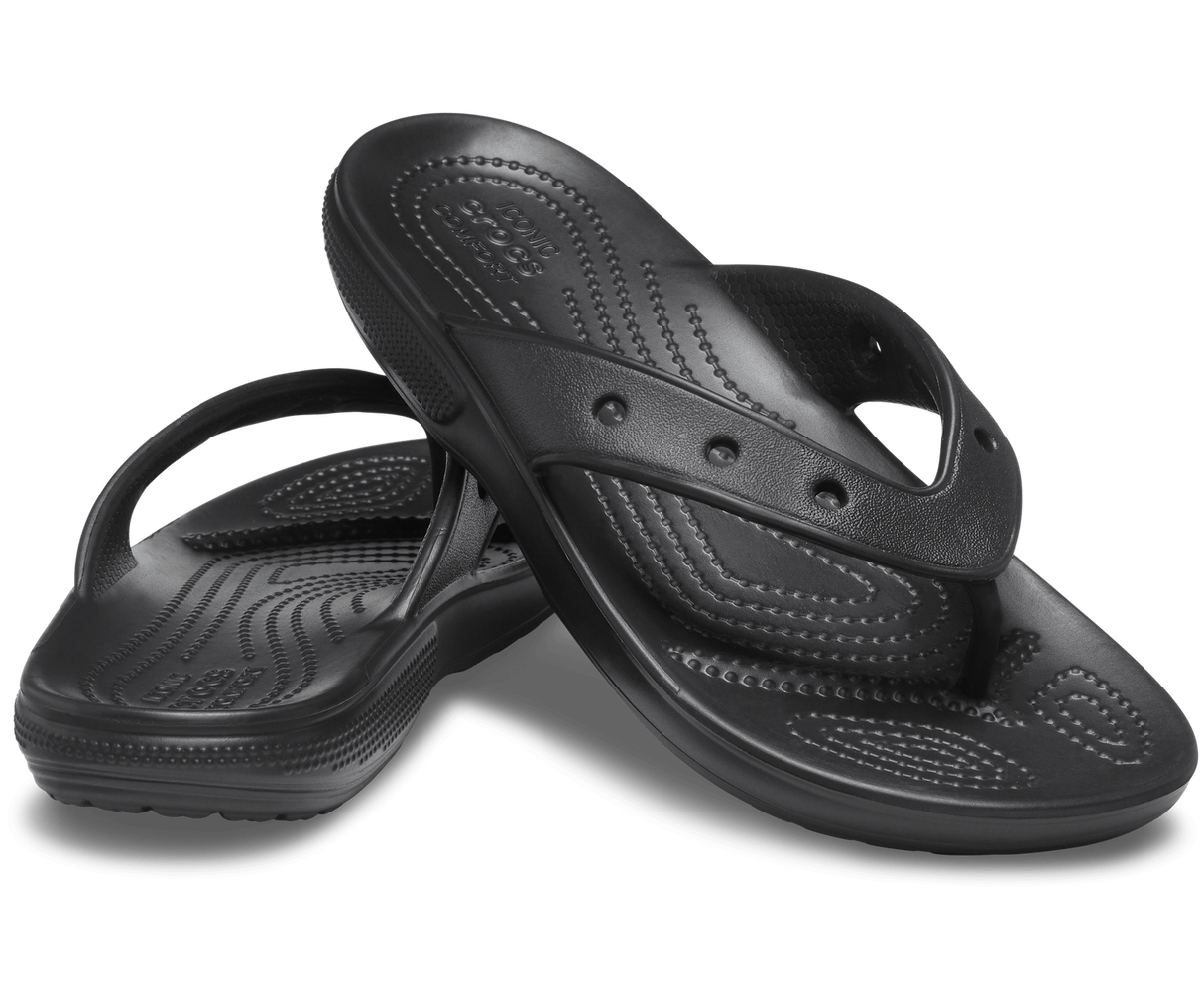 Crocs Mens Classic Flip Lightweight Comfortable Flip Flop Sandal - Black