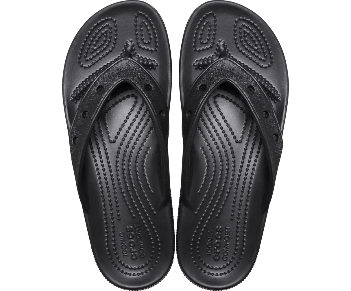 Crocs Mens Classic Flip Lightweight Comfortable Flip Flop Sandal - Black