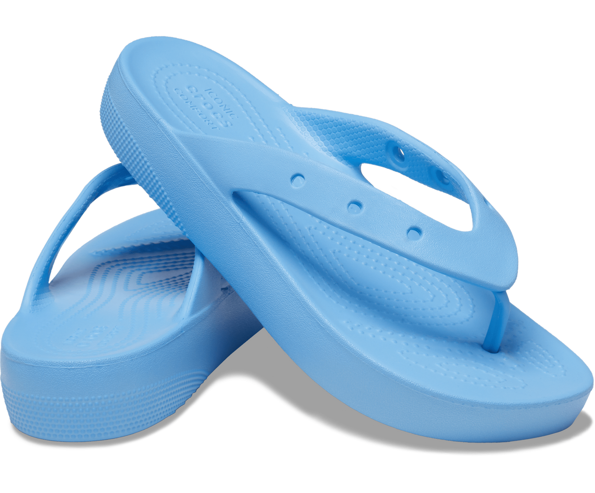 Crocs Womens Classic Platform Flip Flop Thongs - Oxygen Blue