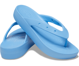 Crocs Womens Classic Platform Flip Flop Thongs - Oxygen Blue