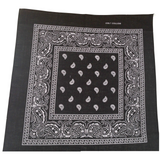 20x BANDANA Paisley 100% COTTON Head Wrap Durag Bandanna Scarf Mask BULK - Black with White Skulls