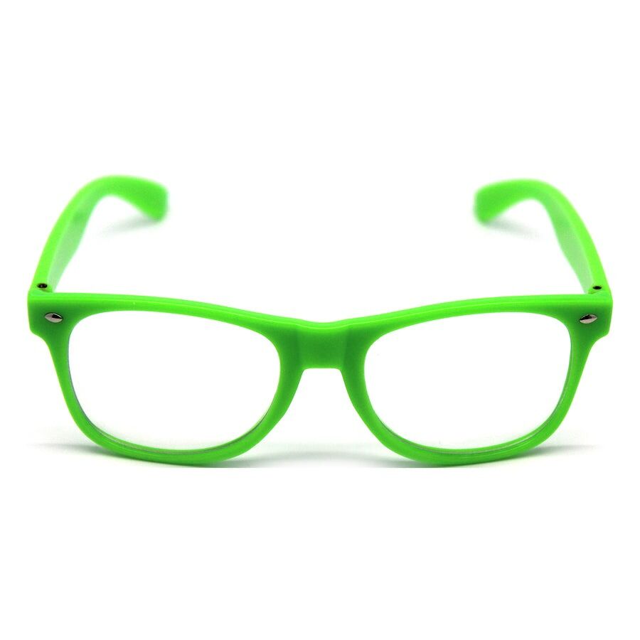 12x Green Party Glasses w/ Clear Lenses – Fun 80s Australia Day Costume Glasses