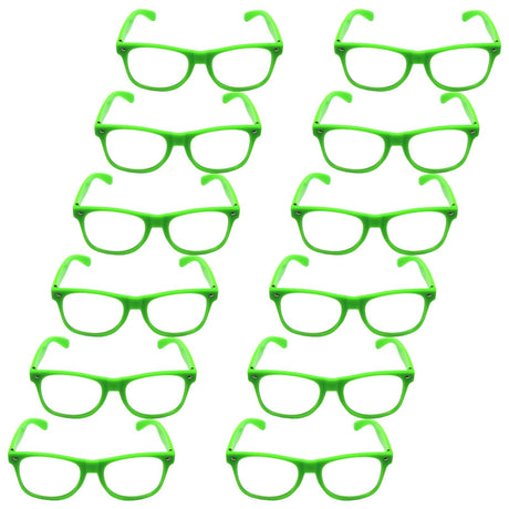 12x Green Party Glasses w/ Clear Lenses – Fun 80s Australia Day Costume Glasses